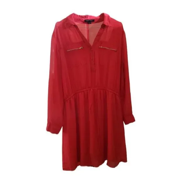 🌸New Look Woman's Lightweight Orange Dress with Zip Pockets - Picture 1 of 5